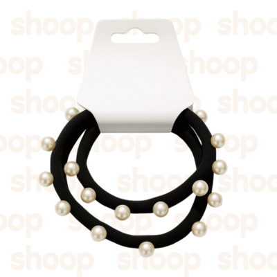 Colas negras con perlas elegantes – Pack x2