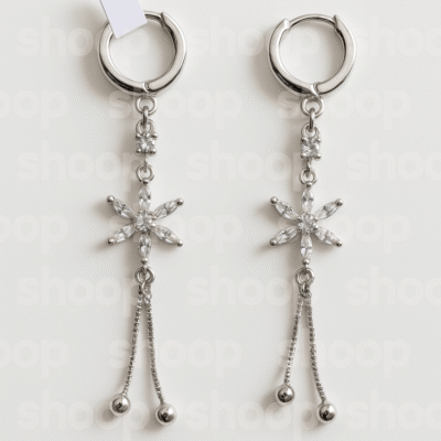 Aretes Plateados de Acero con Flor