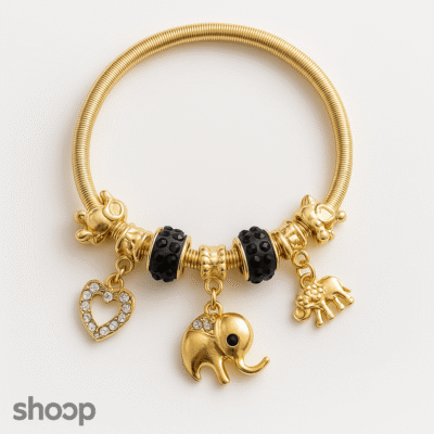 Pulsera Elefantes Dorada - Estilo Pandora